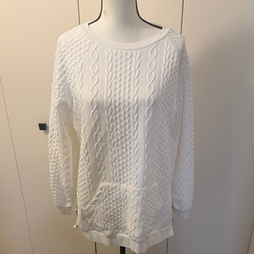 Women's White Cable Knit Sweater